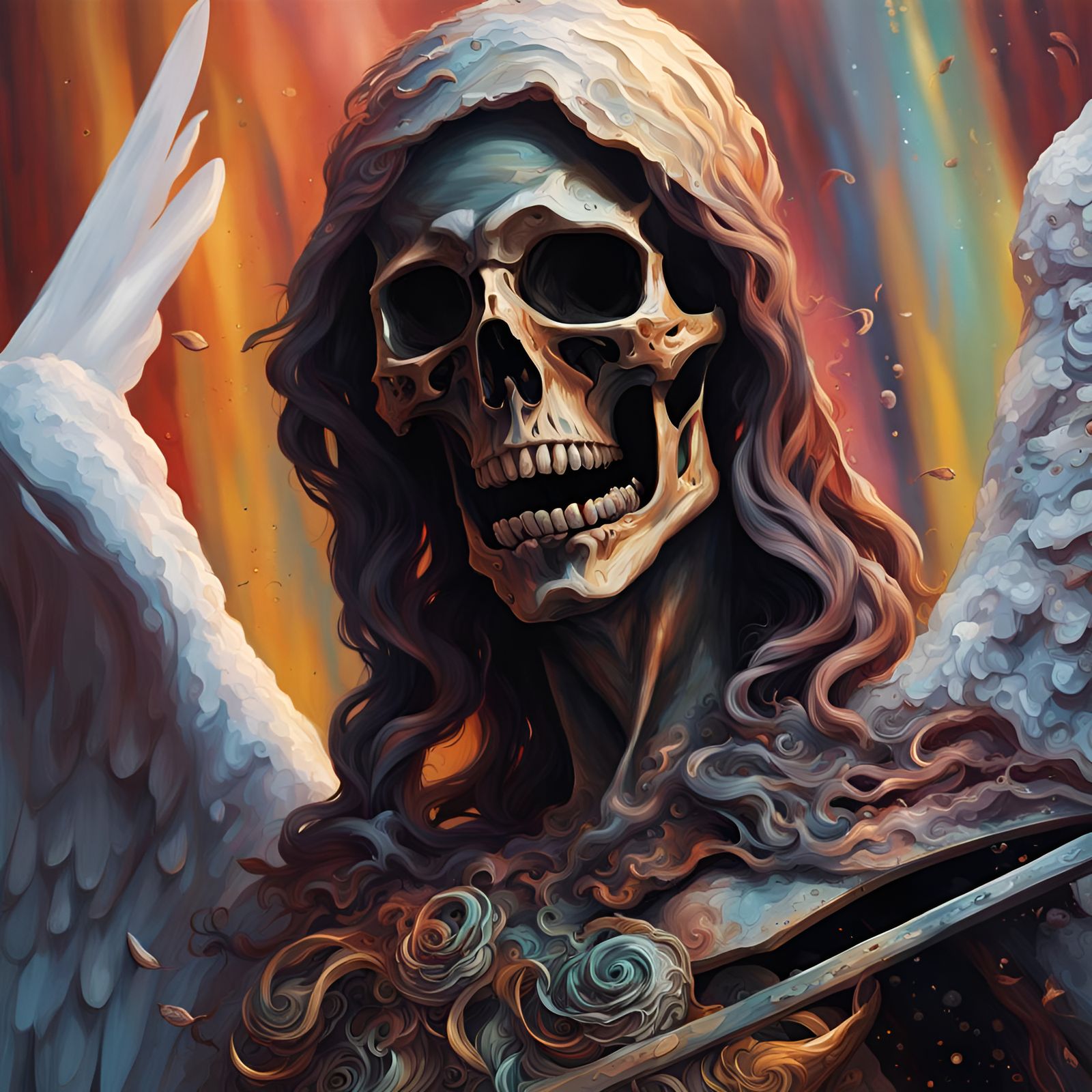 Dramatic Angel of Death in Splash Art Style