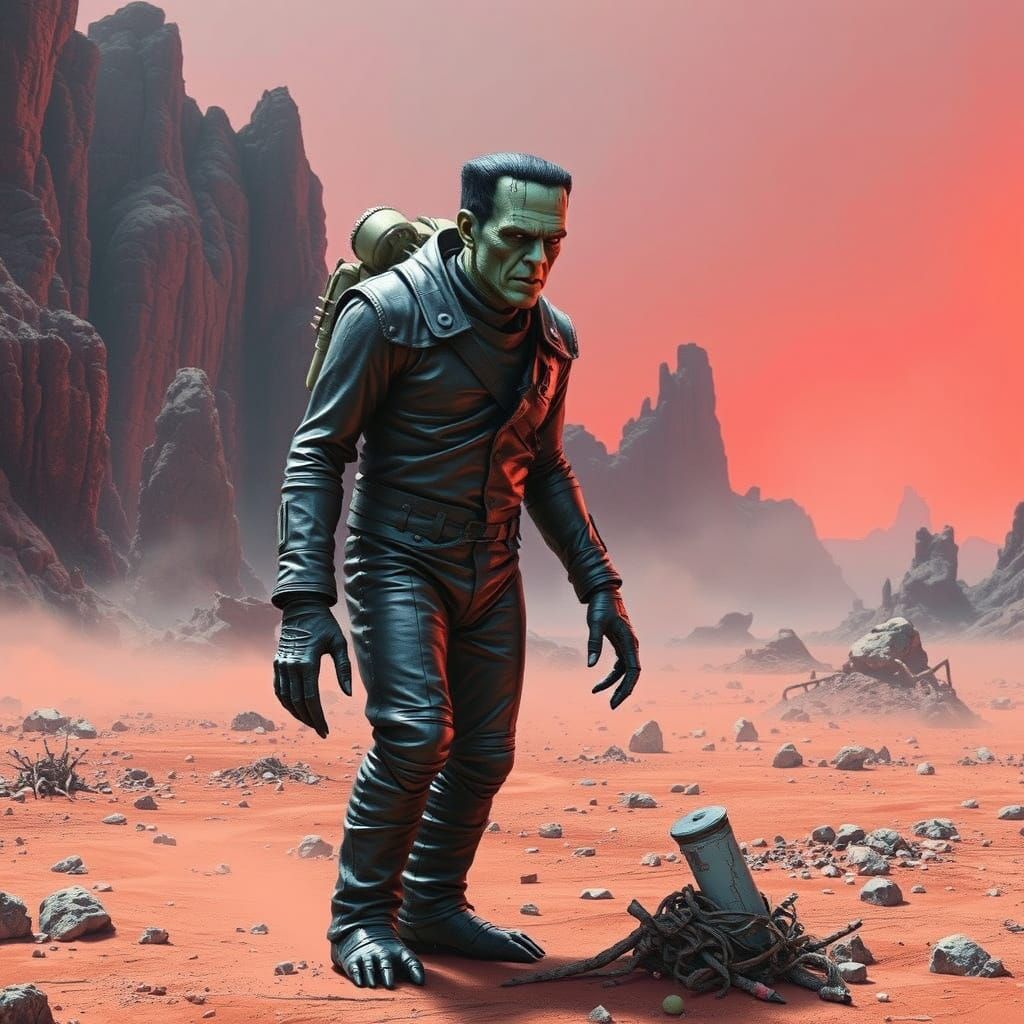 Frankenstein's Monster as Astronaut on Alien Planet