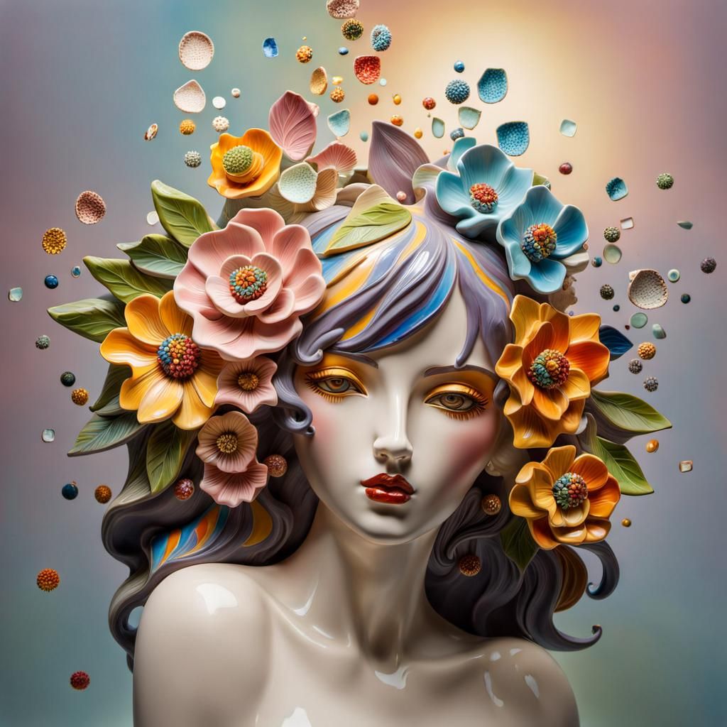 Colorful Traditional Ceramic Mosaic Sculpture