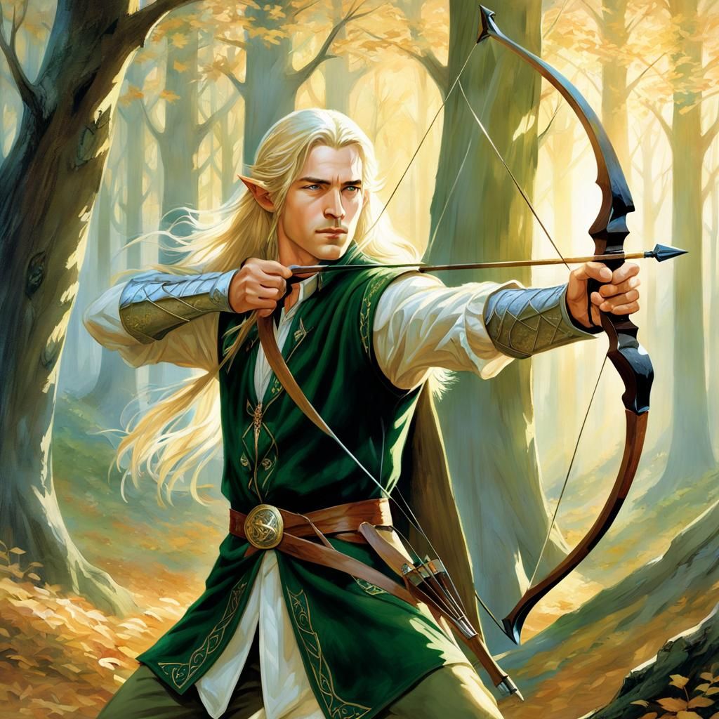 Legolas practices with the bow during his time in Lothlórien