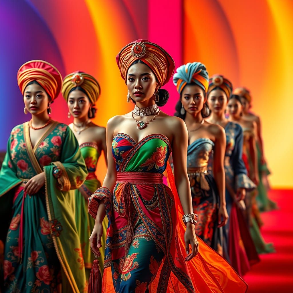 Vibrant Models Strutting Down the Runway in Diverse Traditio...