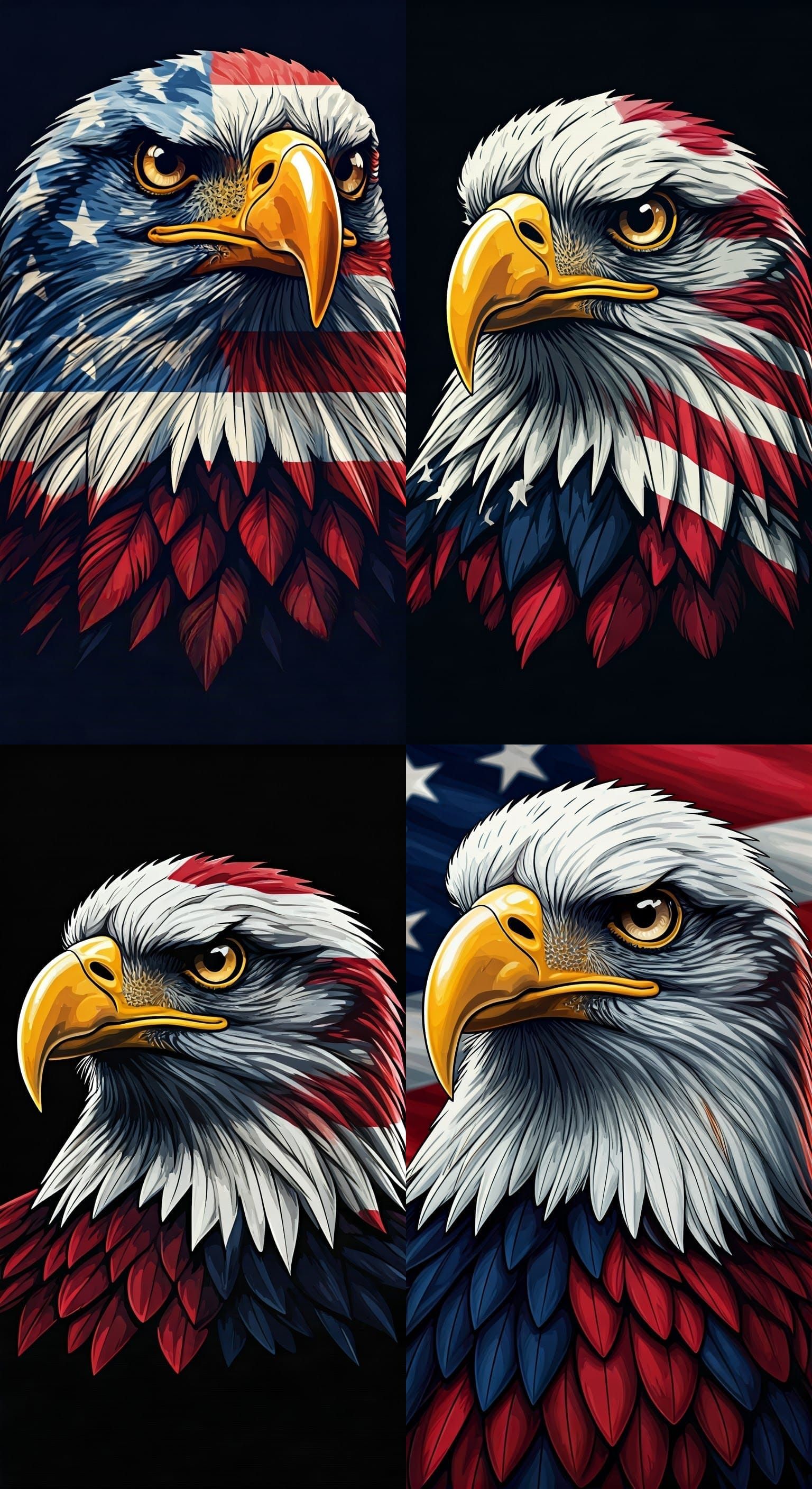 American Bald Eagle with Stars and Stripes Graphic Illustrat...