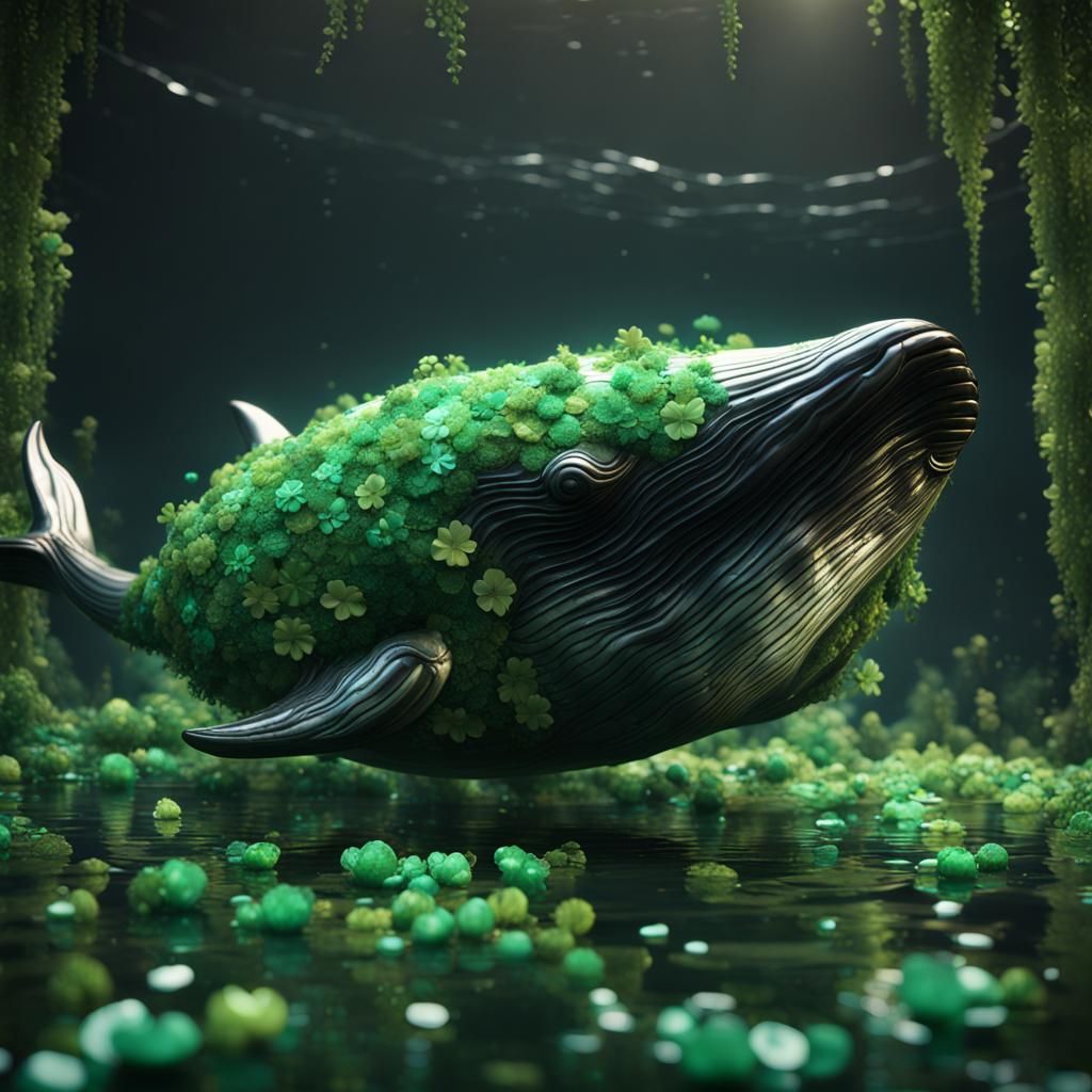 Glass Flower Whale in 3D Game Cinematic Style