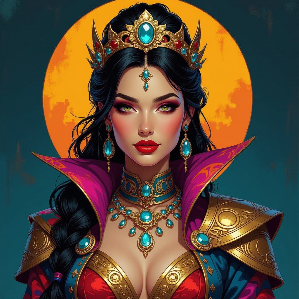 Sorceress Queen in Neo-Impressionist Style