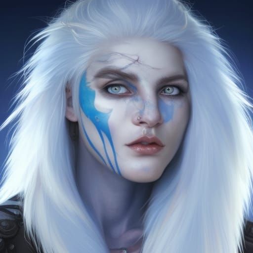 Firbolg Woman Warrior Portrait in Hyperdetailed Style