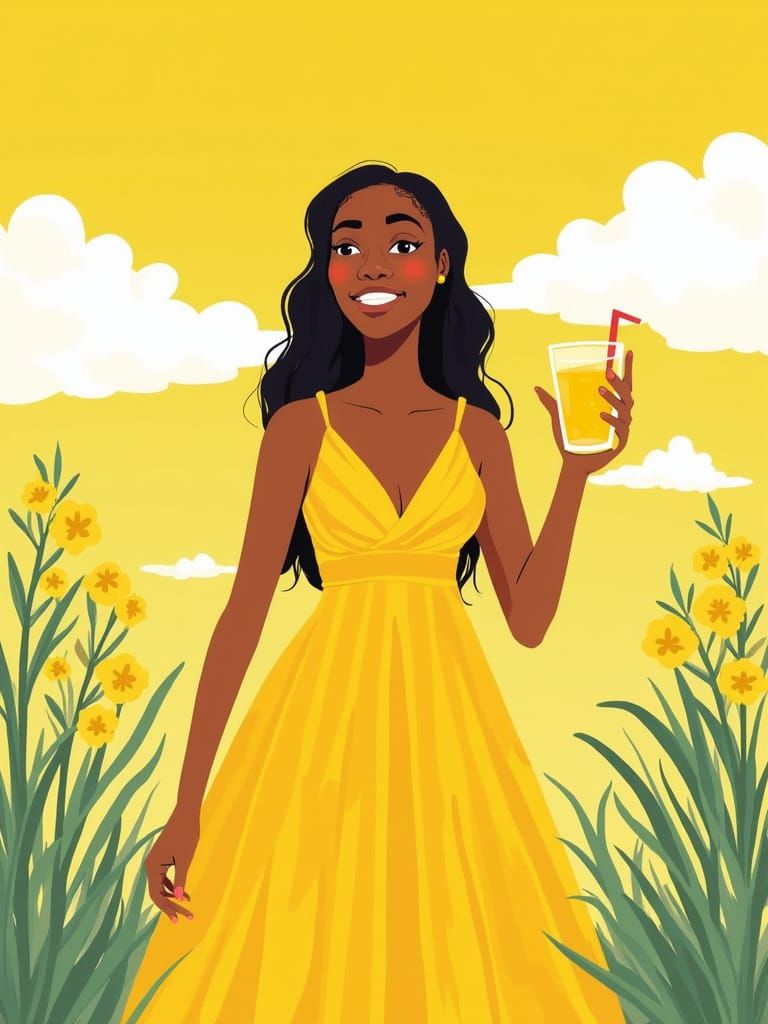 Cathy Enjoys Lemonade in Sunny, Whimsical Style