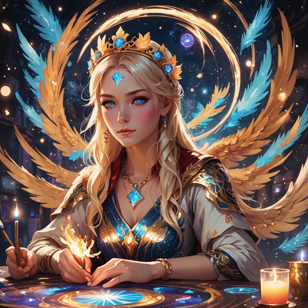 Anime Tarot Reader with Phoenix Headband