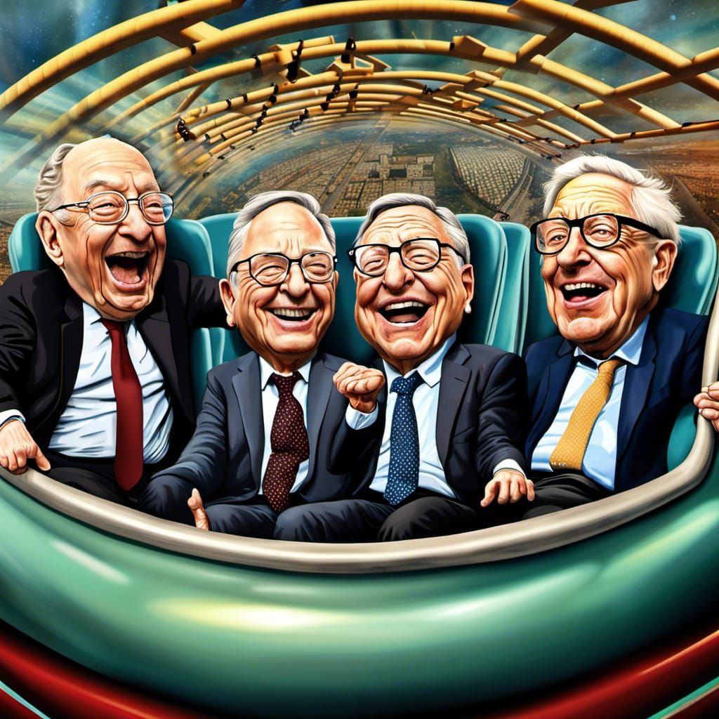 Global Figures on a Rollercoaster in Bosch Style