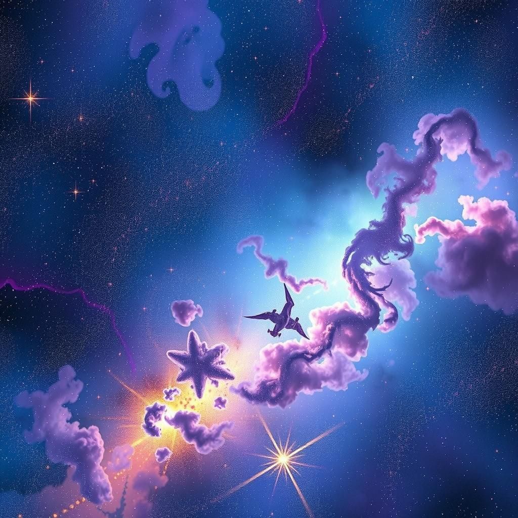 Ethereal Star Cluster with Vibrant Nebulae