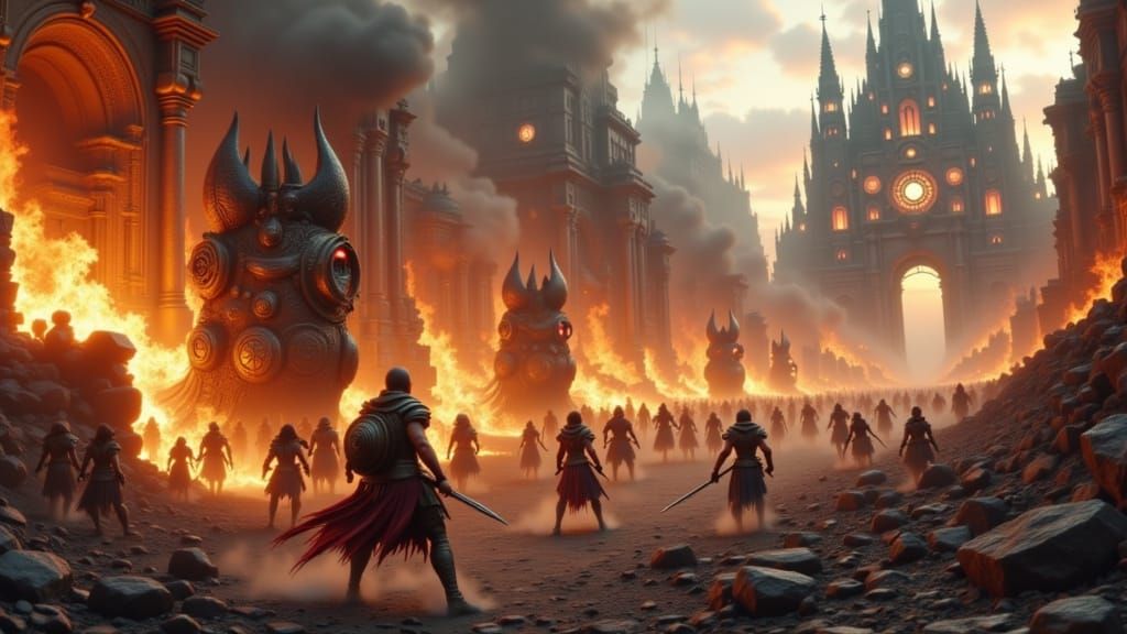 Epic Warriors Clash in Steampunk Arena