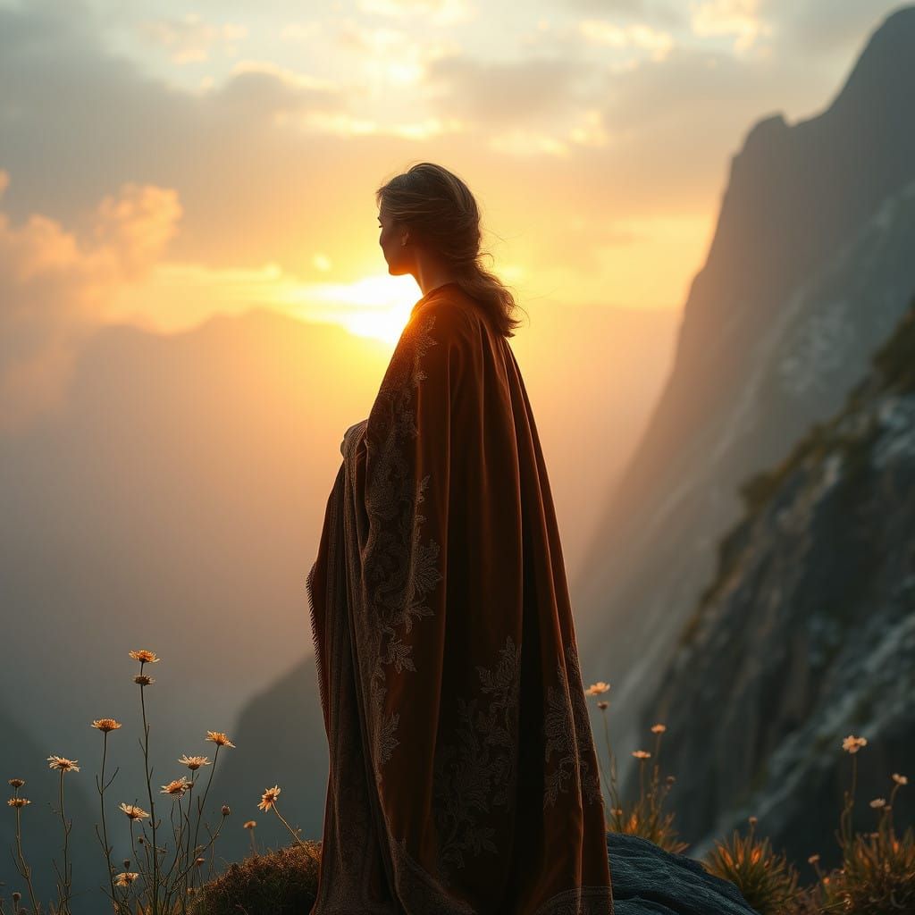 Romantic Dawn in Majestic Mountain Landscape