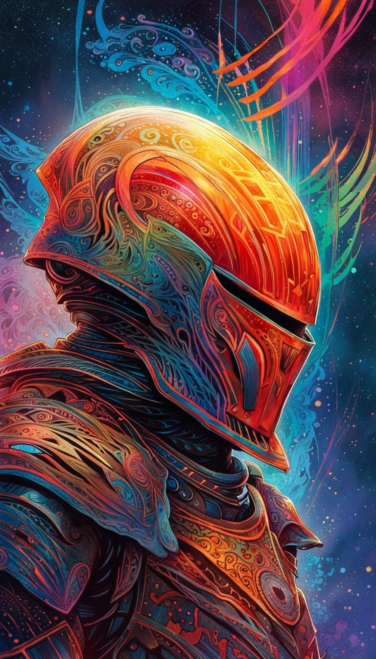 Galaxy Knight with Rainbow Armor and Lava Outlines