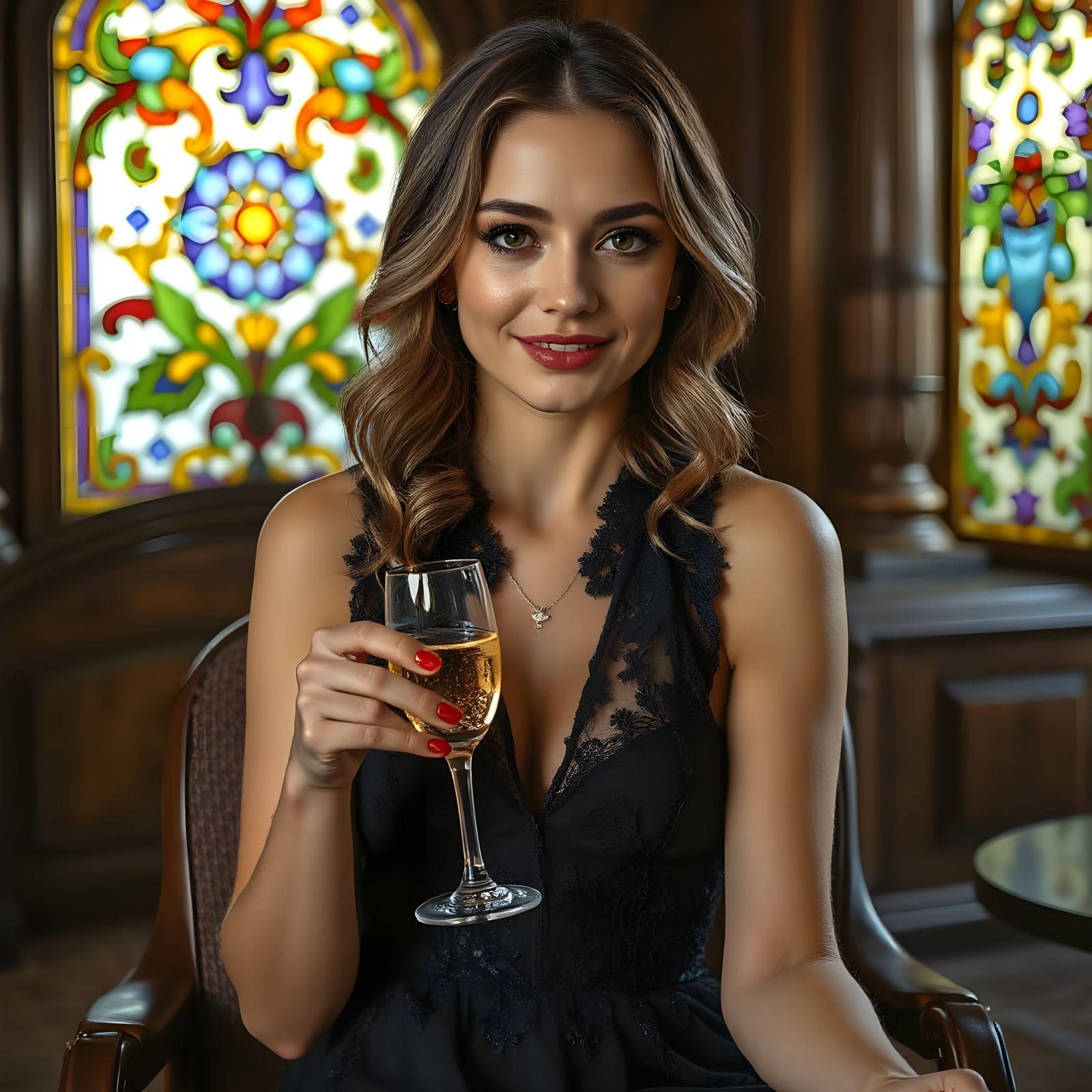 Sophisticated Woman in Luxurious Evening Attire