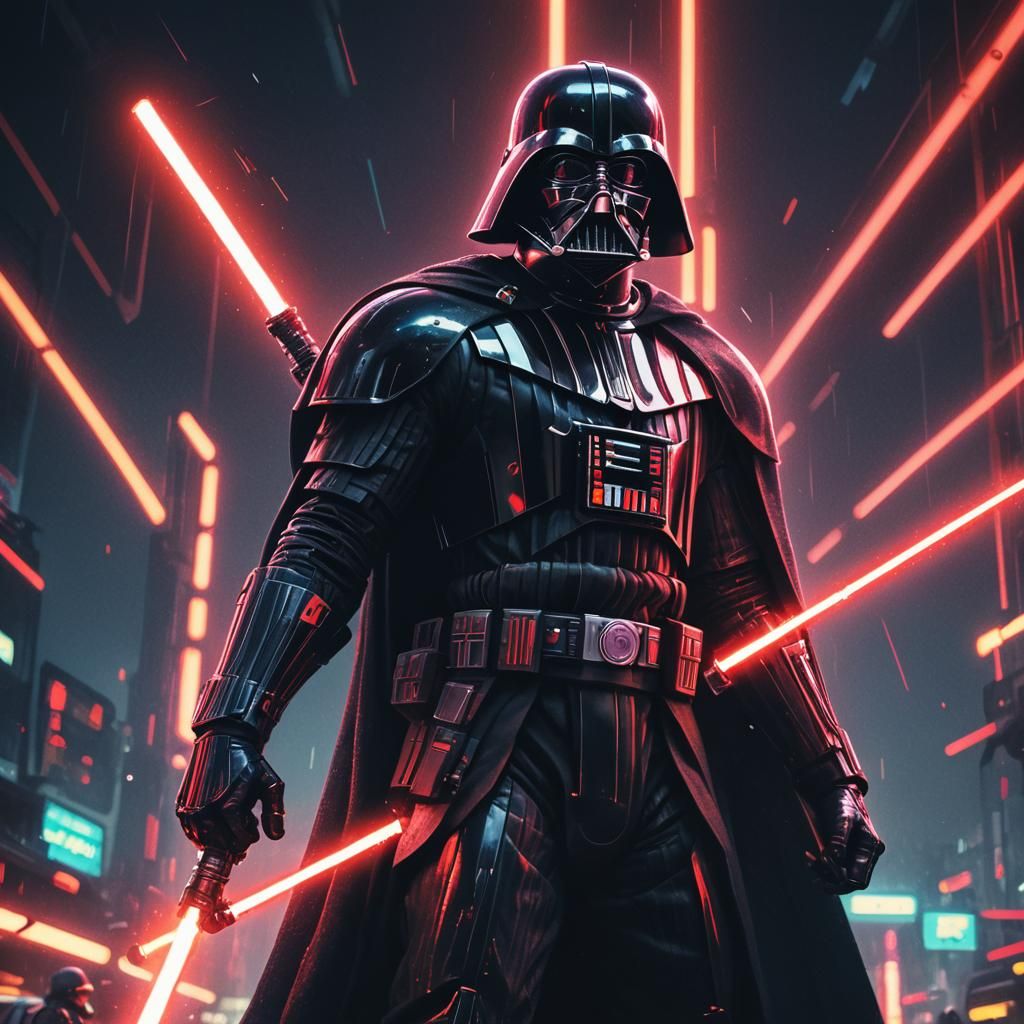 Darth Vader Working at McDonald's in Sci-Fi Style