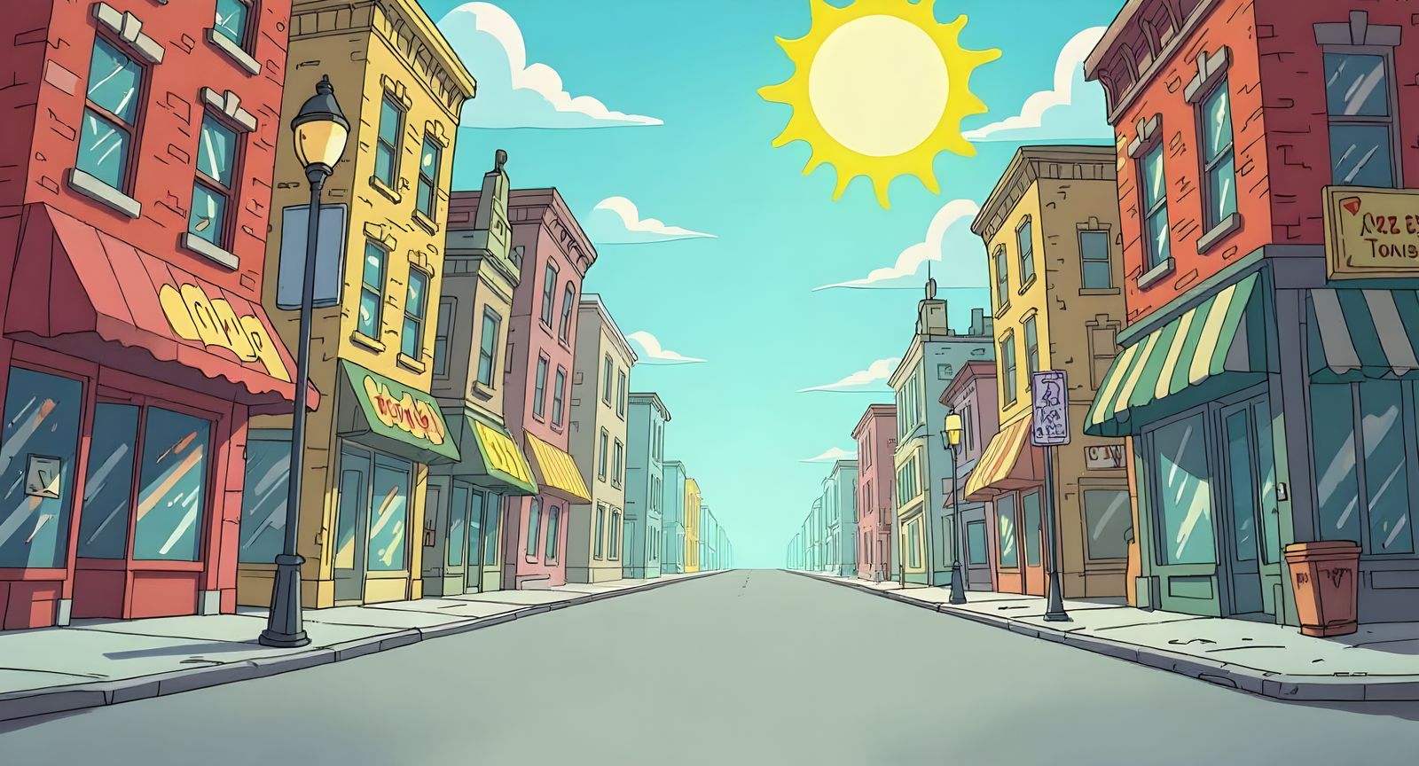 Cartoon City Street Corner in Bad Animation Style