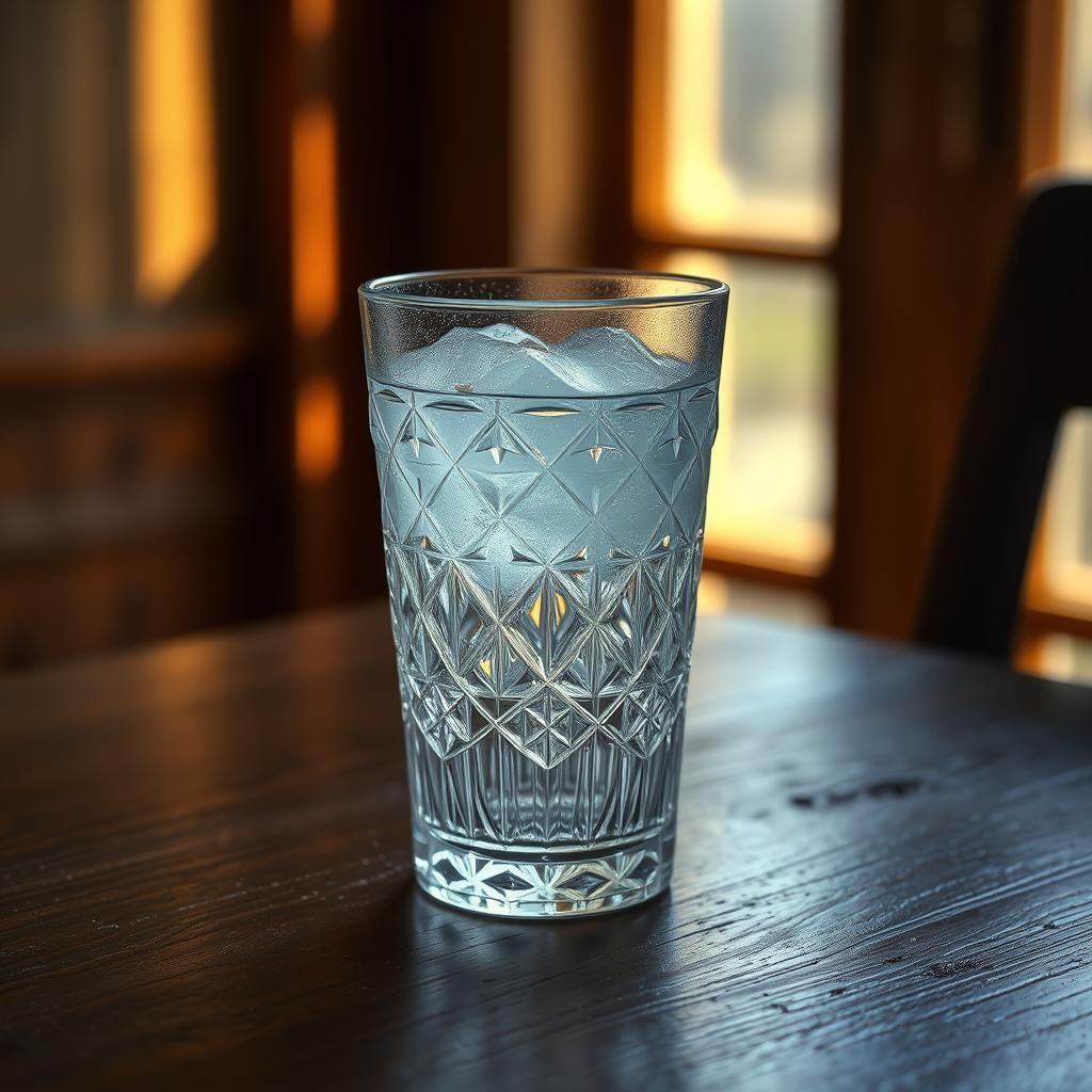 Antique Crystal Glass with Water Still-Life