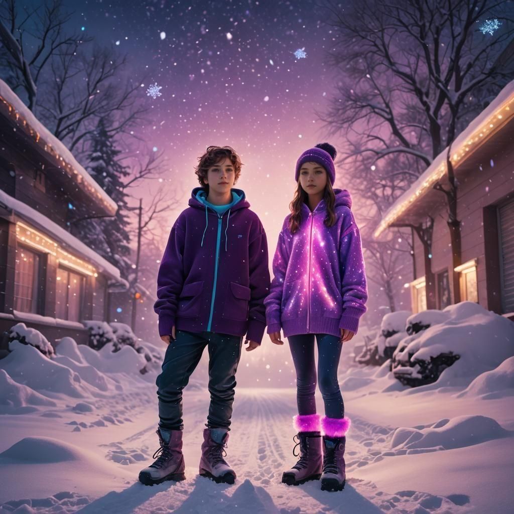 Girl in Snowy Cityscape, Fantasy Concept Art