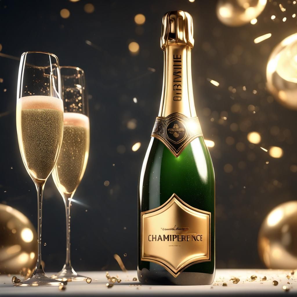 Epic 3D Render of Champagne Bottle