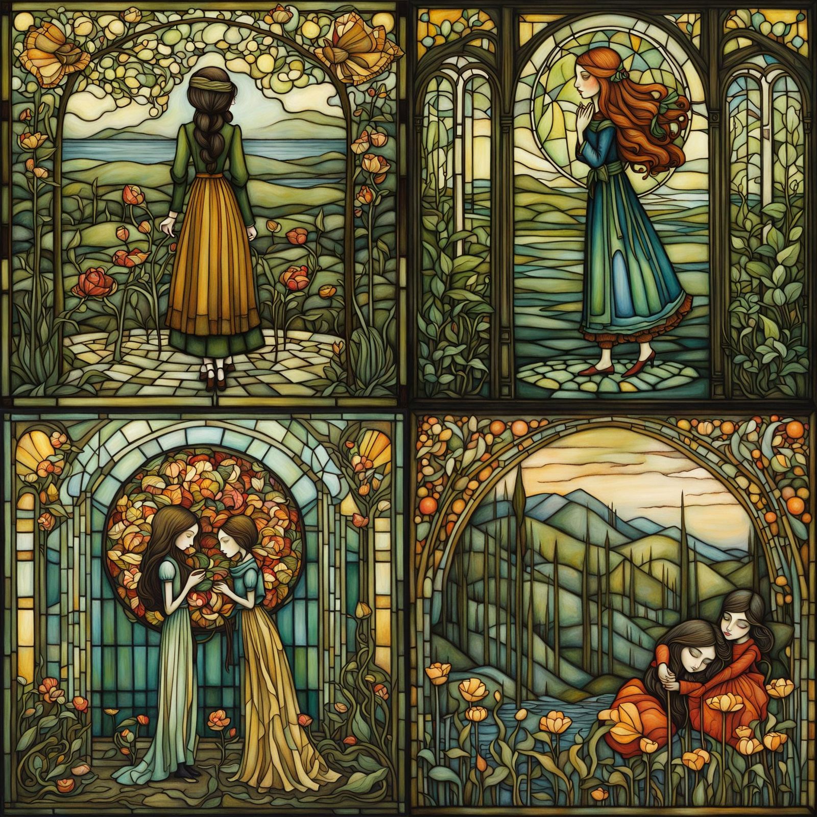 Surreal Portrait with Stained Glass Elements