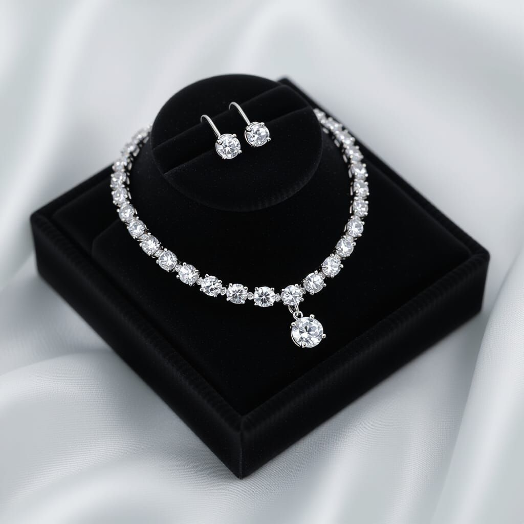Diamond Tennis Necklace and Gemstone Box Set