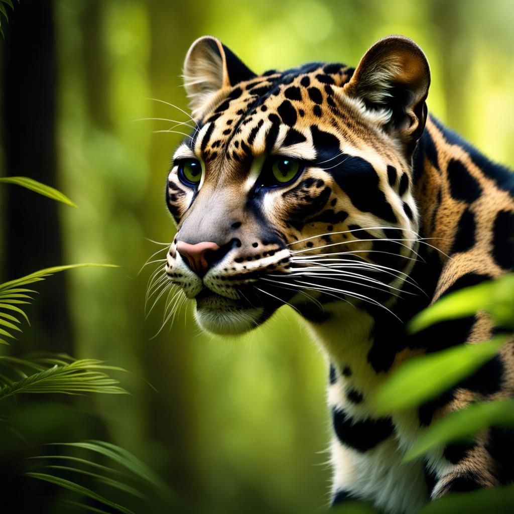 Clouded Leopard in Calm Forest: Digital Matte Painting