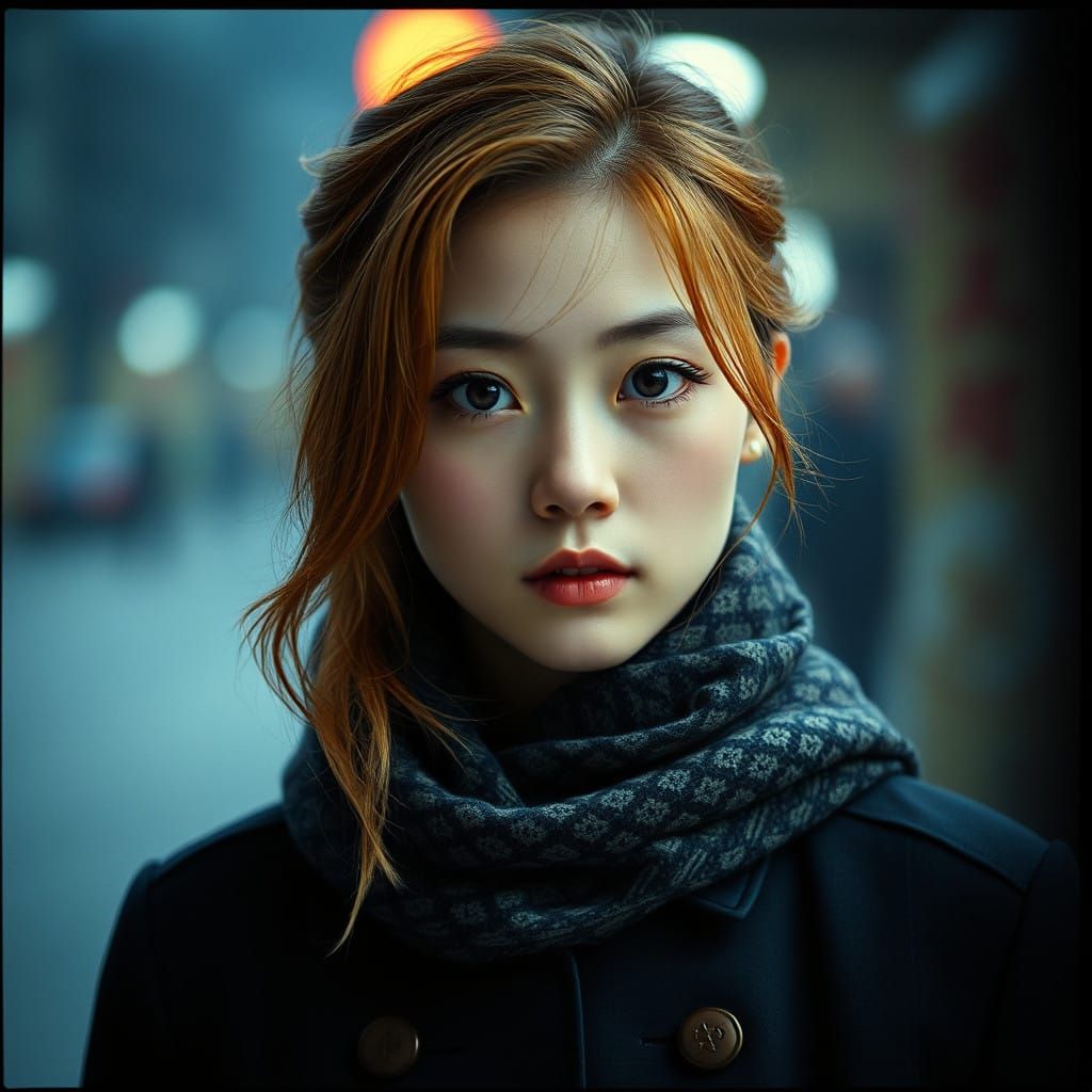 Cyberpunk Japanese Girl with Rose Hues and Stim Punk Style