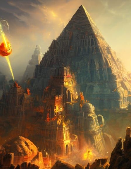Cannonball Shatters Ancient Pyramid in Vibrant Oil Painting ...