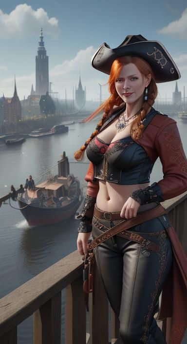 Dutch Redhead Pirate in Amsterdam, Digital Art
