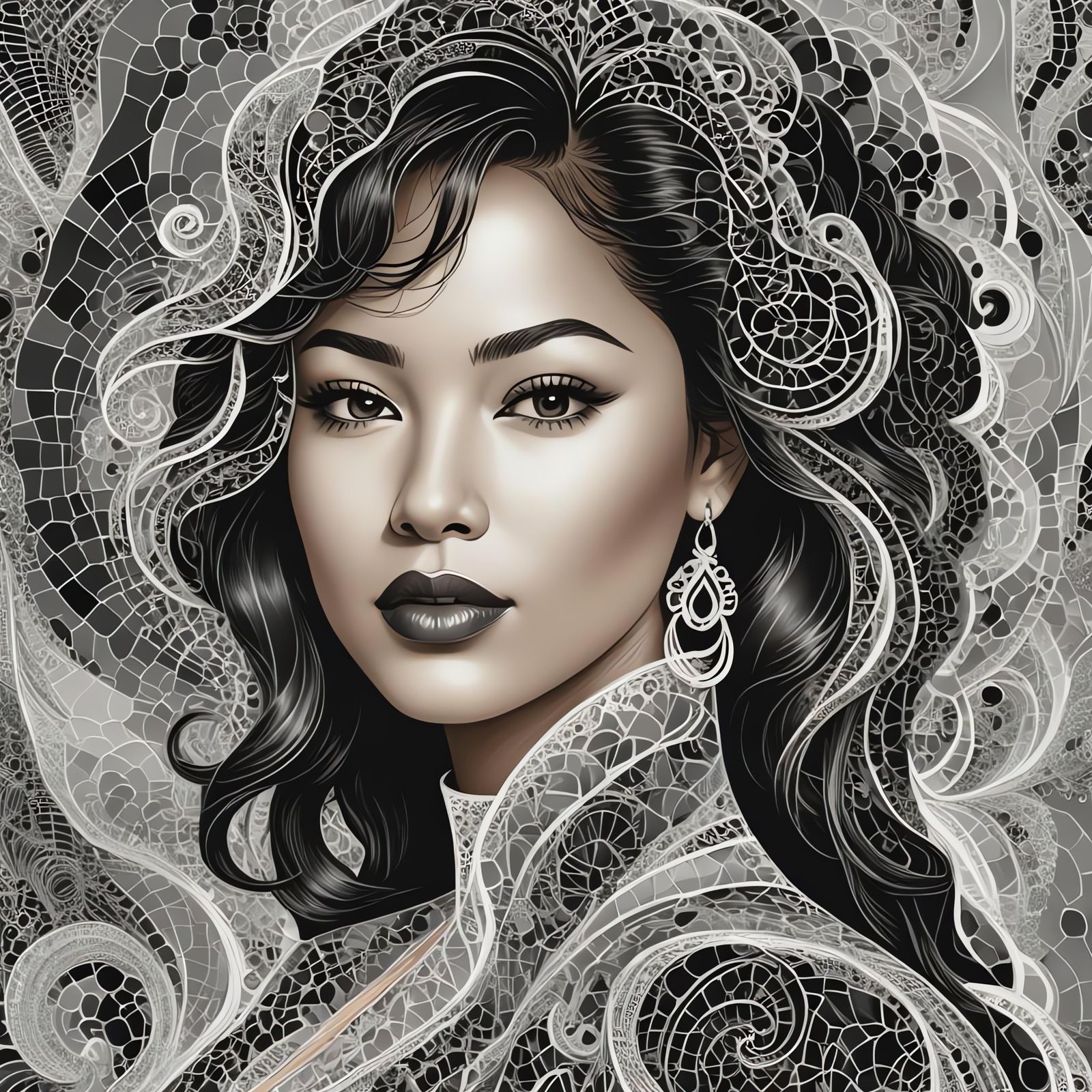 Abstract Fractal Portrait of Selena Quintanilla