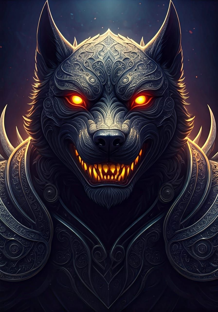Cerberus Portrait in Dark Fantasy Style