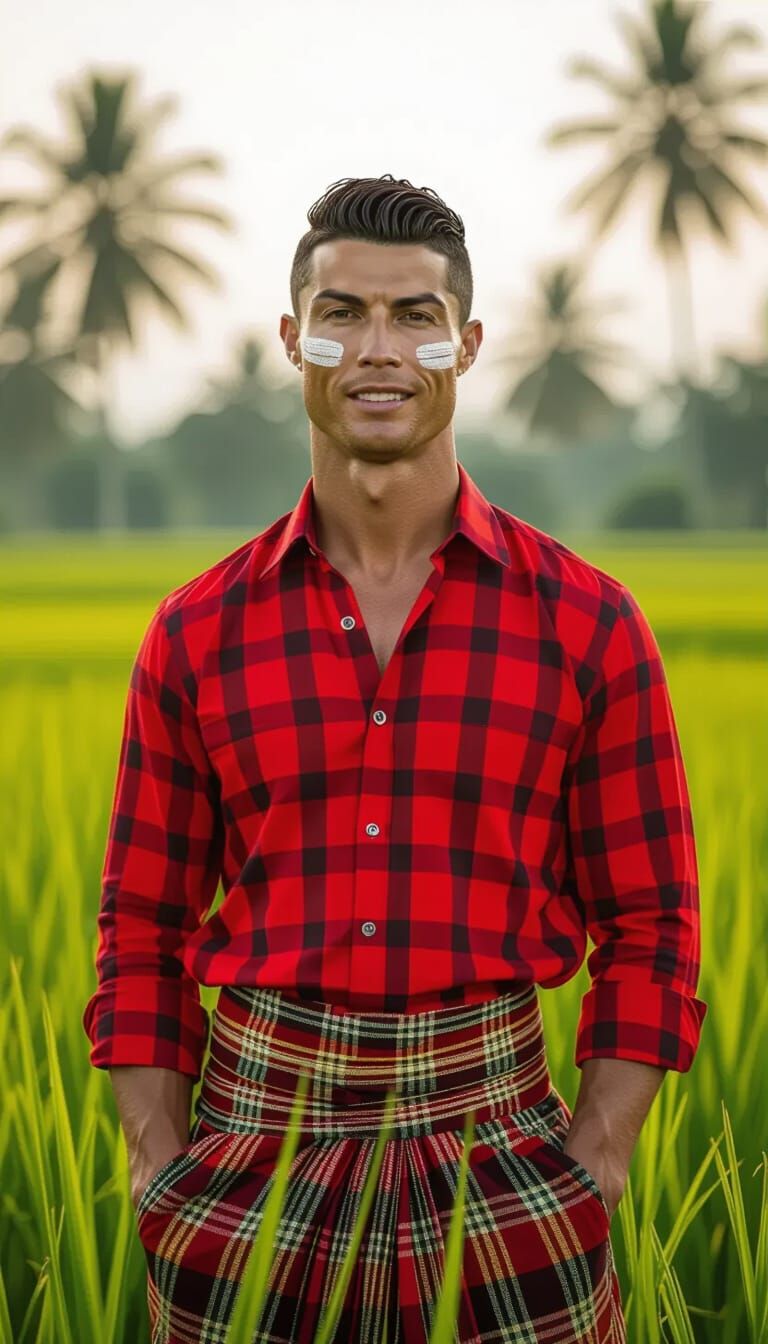 Ronaldo in Burmese Dress: Realistic Photo