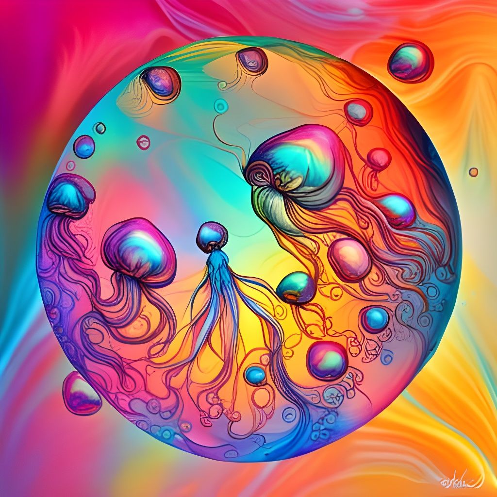 Iridescent Jellyfish Soap Bubbles Dreamscape
