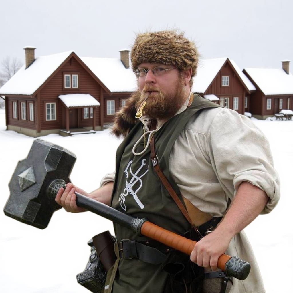 Snowy Russian Village in Traditional Style