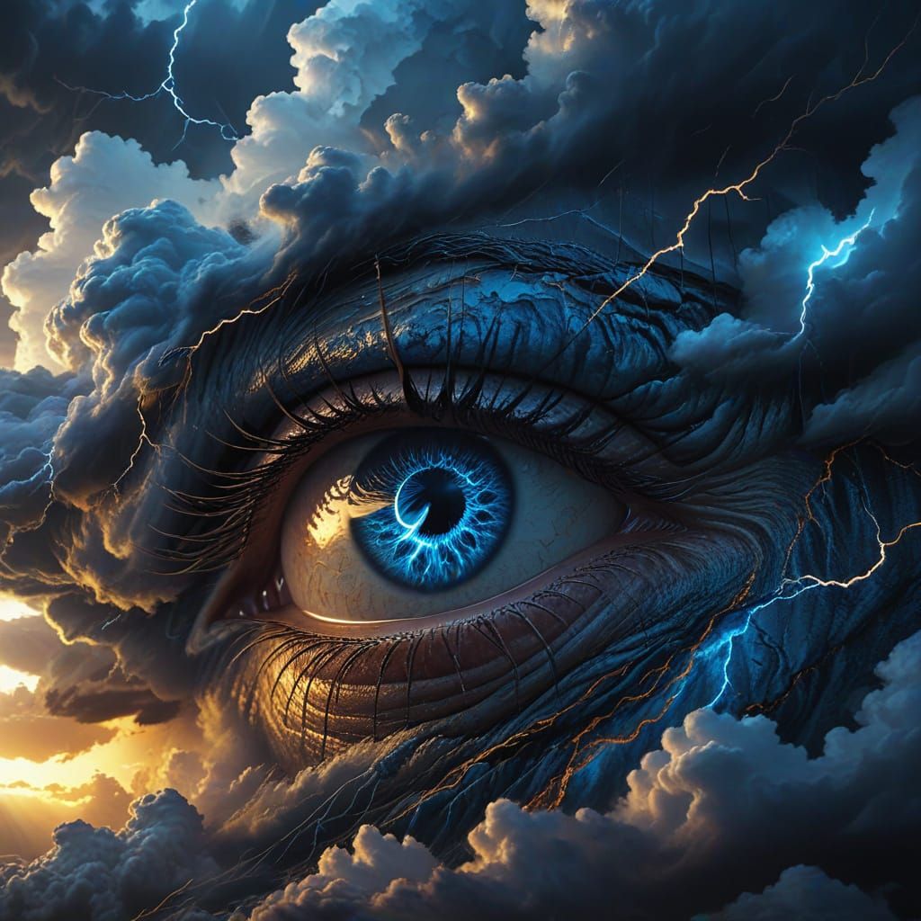 Surreal Eye of the Storm Oil Painting