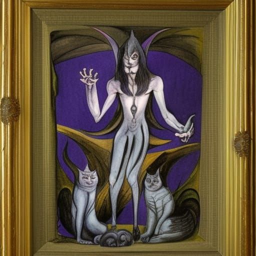 Vampire Lord with Cats: Dark Fantasy Art
