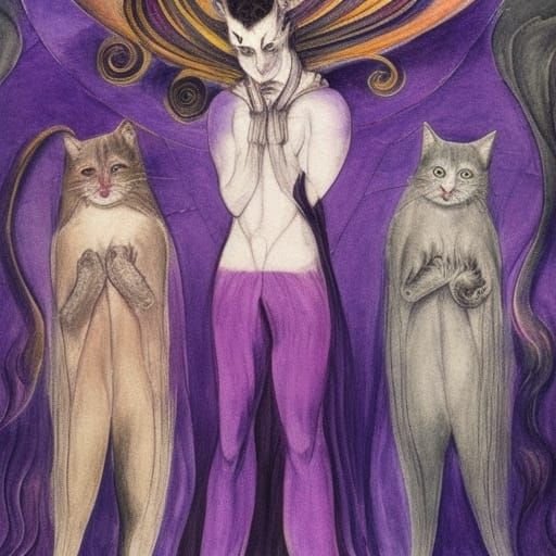 Vampire Lord with Cats in Dark Fantasy Style
