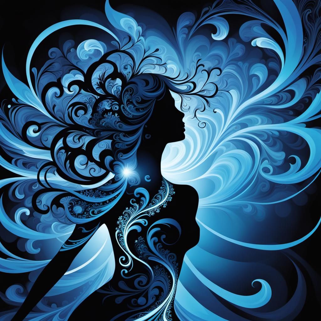 Mystical Woman's Silhouette in Fractal Flames