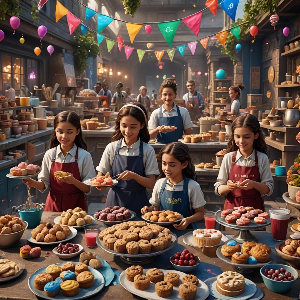 Kids Bake Sale: Fantasy Concept Art in 8K