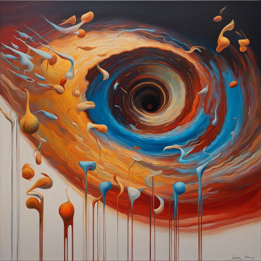 Abstract 3D Oil Painting of Music Sound Waves