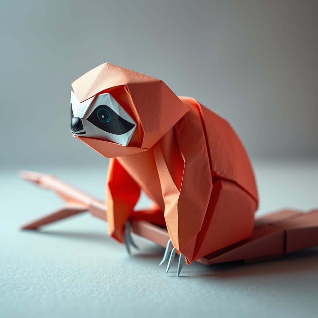 Origami Sloth Photography in Soft Ambient Light