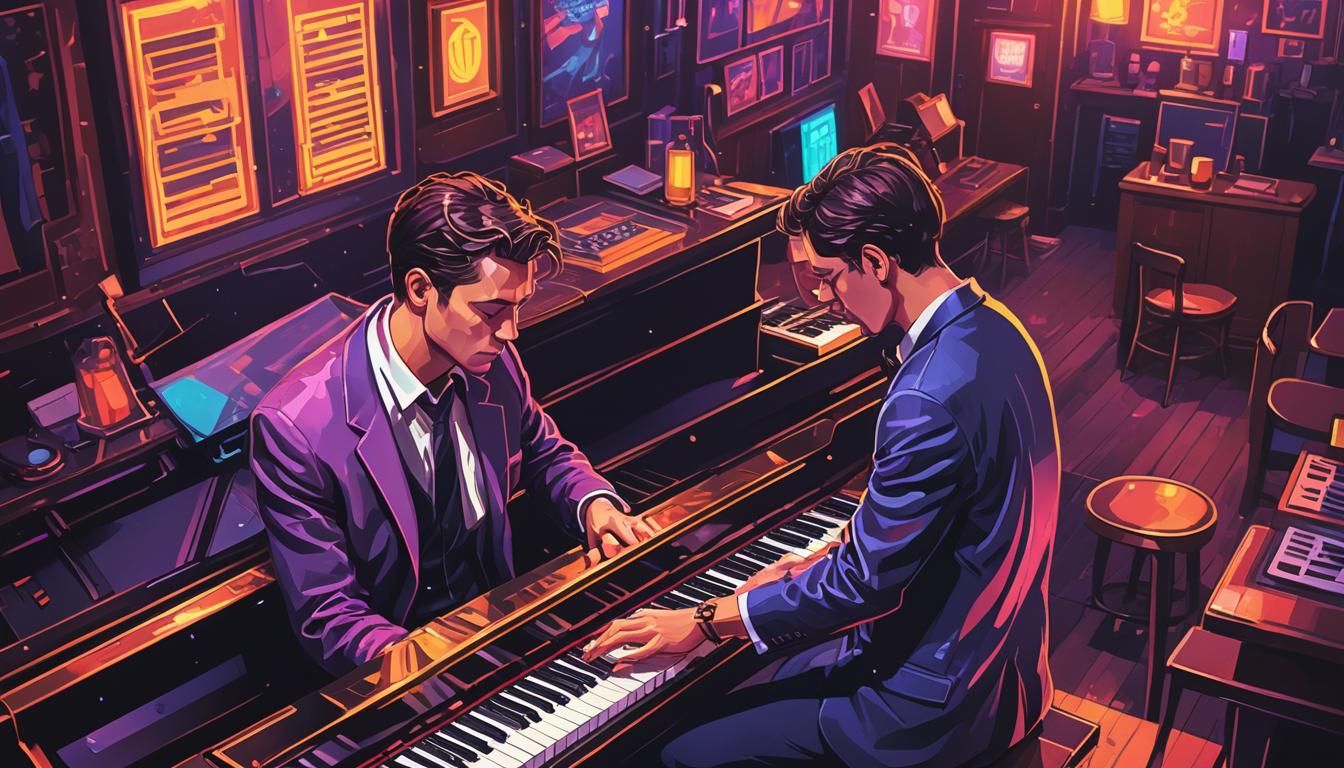 Pixel Art Jazz Club Piano Scene