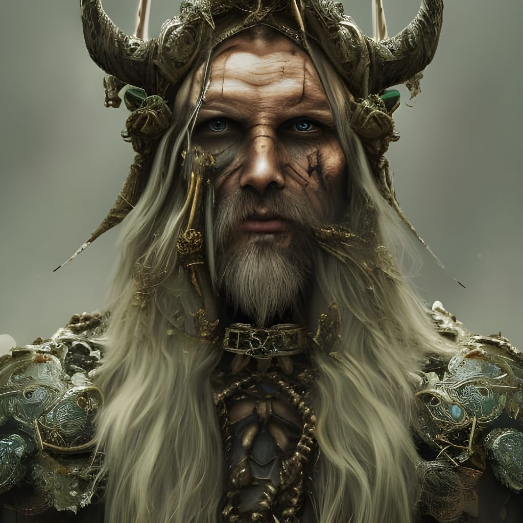 Detailed Skeleton Viking Portrait in Fantasy Art Style