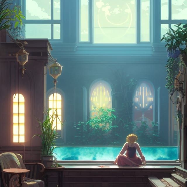 Victorian Art Nouveau Spa with Vintage Lighting