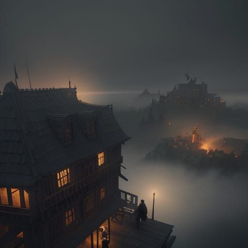 Medieval Dwarf Examines the Night in Golden Hour