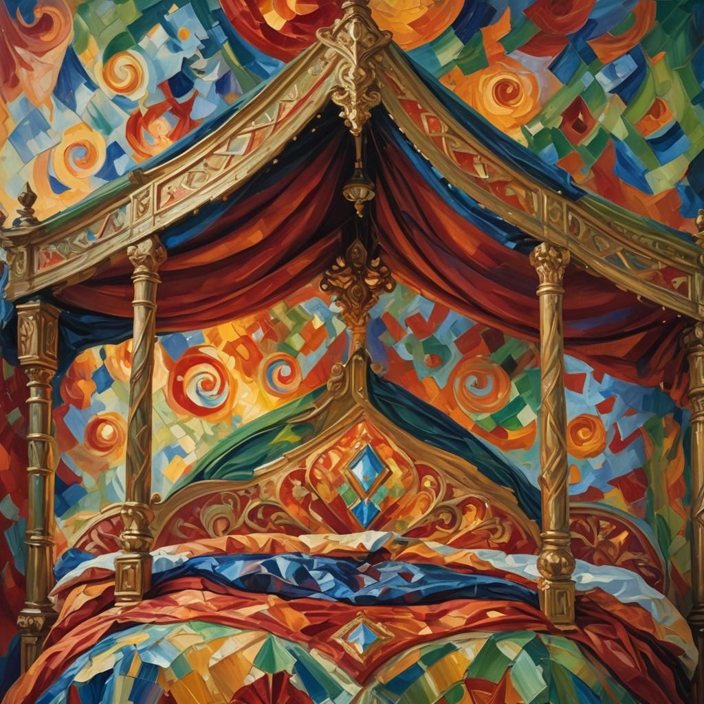 Lavish Four Poster Bed in Expressionist Style