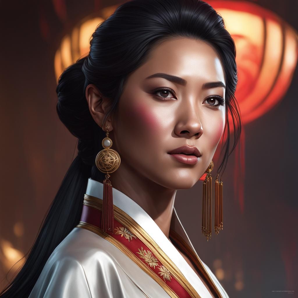 Hyperdetailed Portrait of Biracial Woman in Splash Art Style