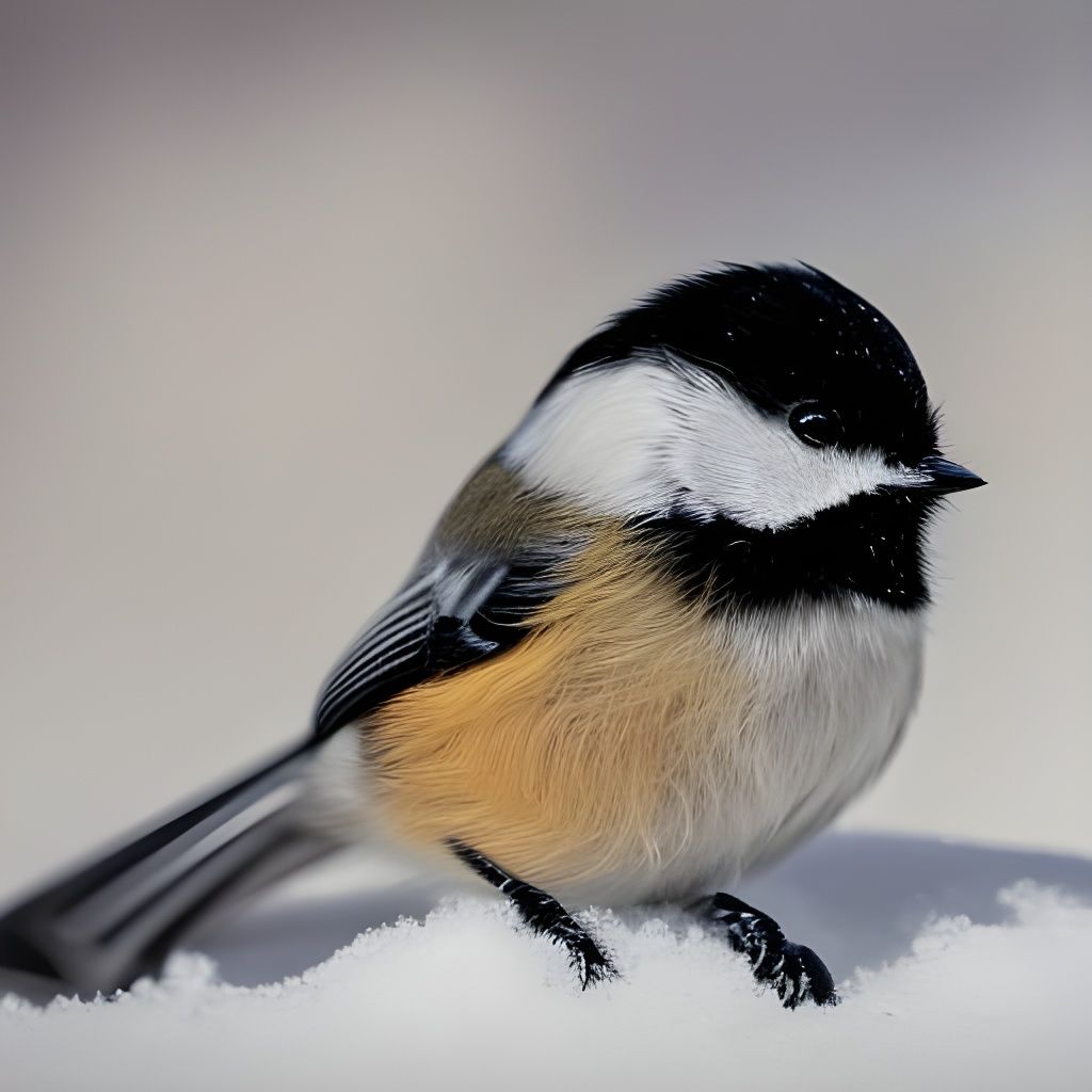 Black-Capped Chickadee Bird on Snowy Ground