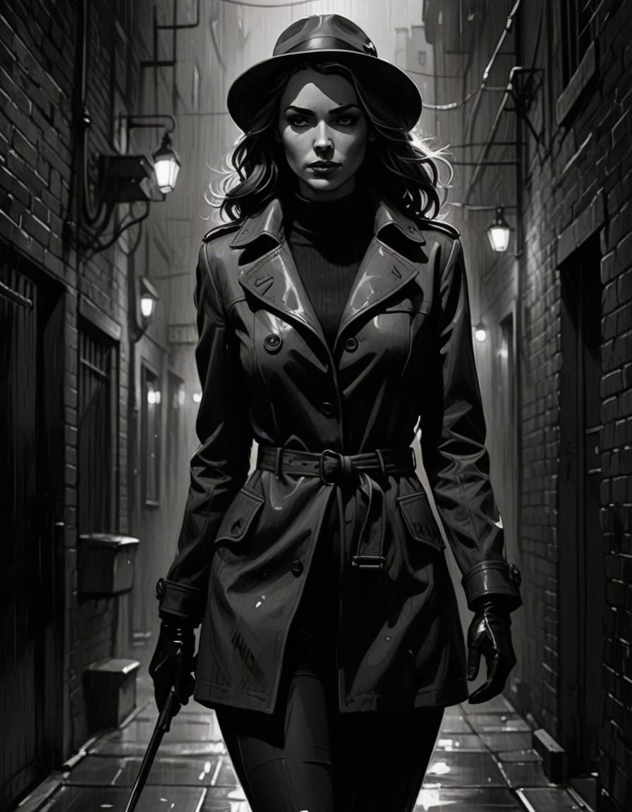 Mysterious Detective in Dark Alley