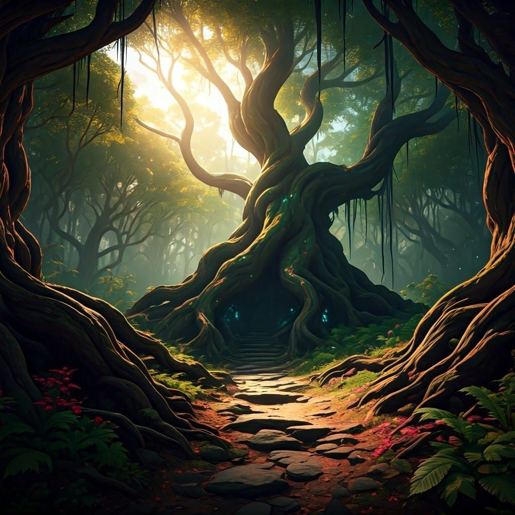 Mystical Forest Realm in Photorealistic Style
