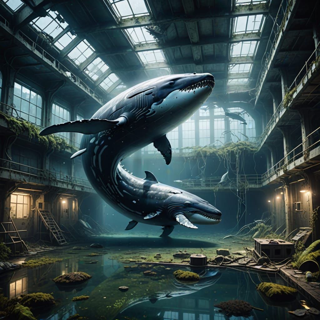 Whale in Abandoned Underwater Lab